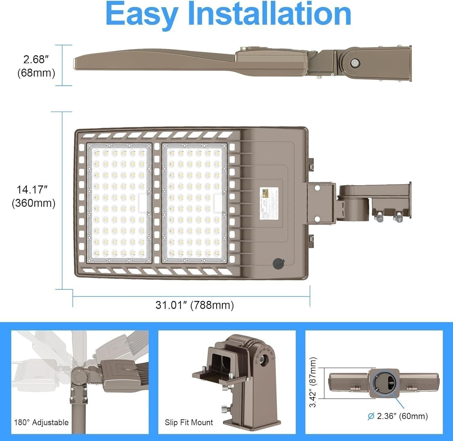 LED Parking Lot Lights 400W 56000LM Commercial Outdoor Flood Stadium Light 480V