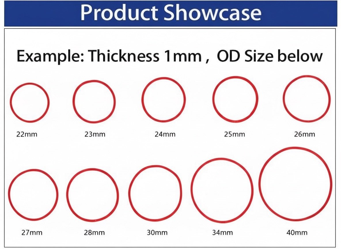 High Resistant & Temperature Red Silicone O-Ring Thickness=3mm x20pcs