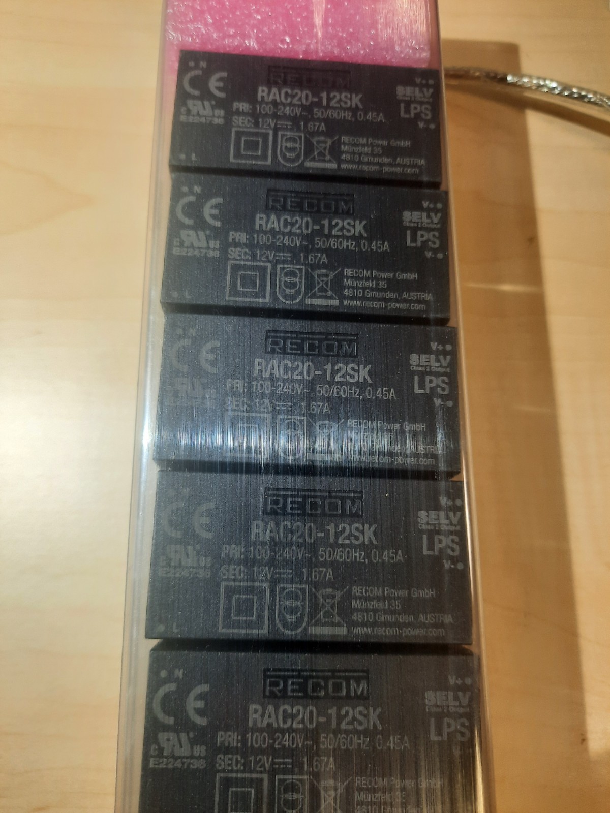 RAC20-12SK Recom Power Module AC/DC Regulated Converter 12V 20W Single Output