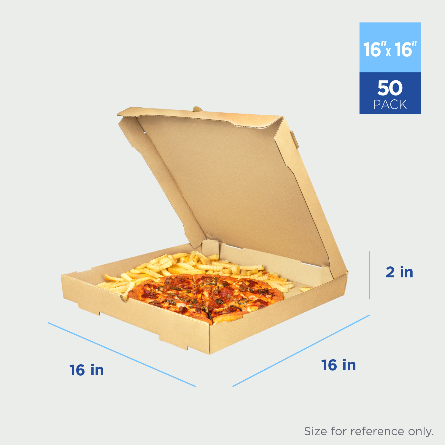 Karat Corrugated Pizza Box, 16”x16”x2”, Kraft – 50 pcs, FP-PBF16K