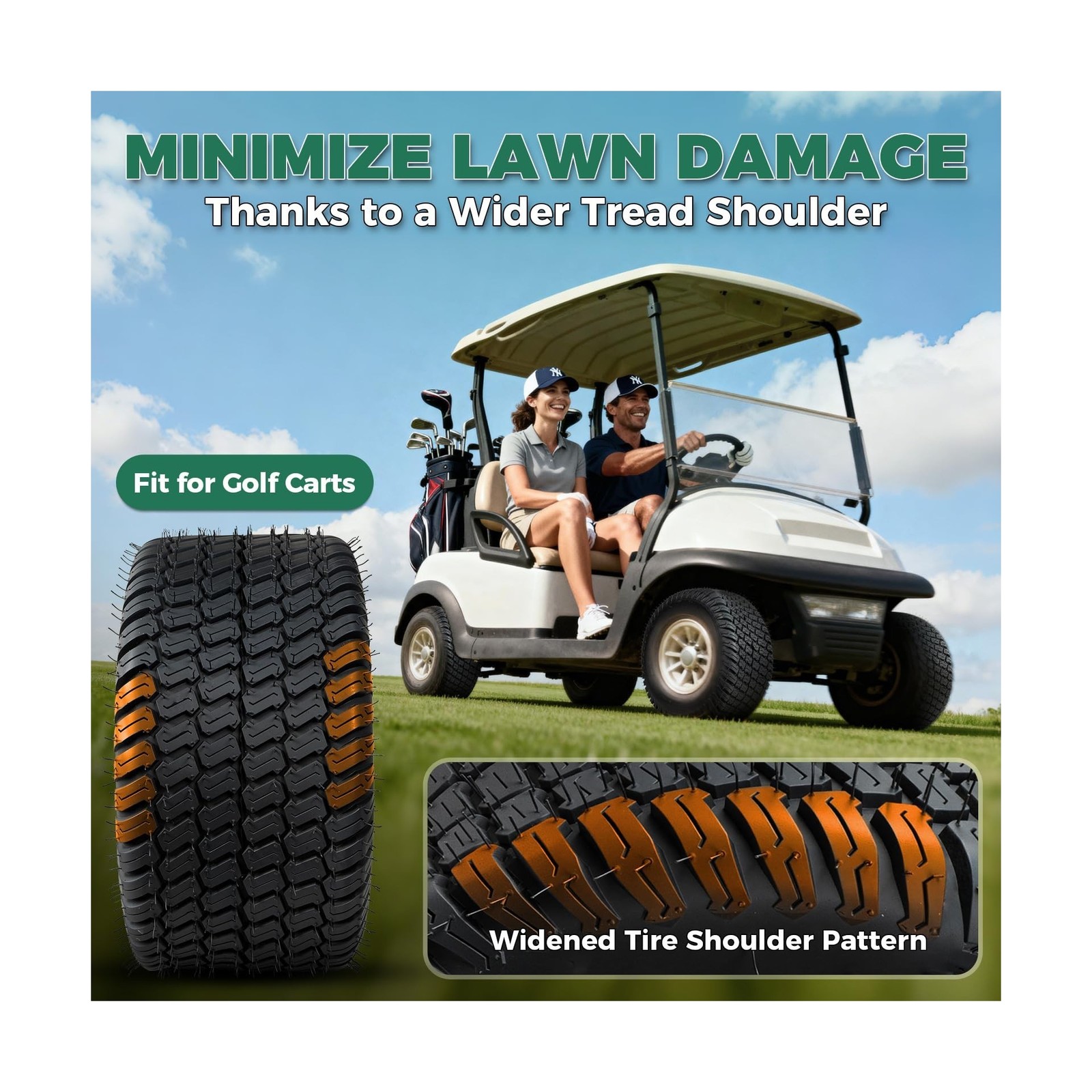 PROPARTS Set of 2 18×9.50-8 Lawn Mower Tires 4PR 18×9.5-8 Tractor Turf Golf C…