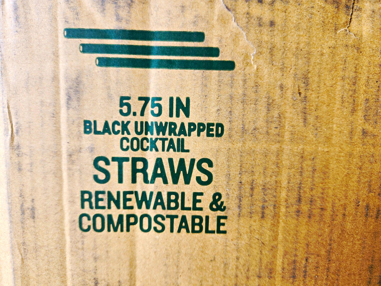 Eco-Products Black Cocktail Straws 5.75in Unwrapped Case, PLA EP-ST513.