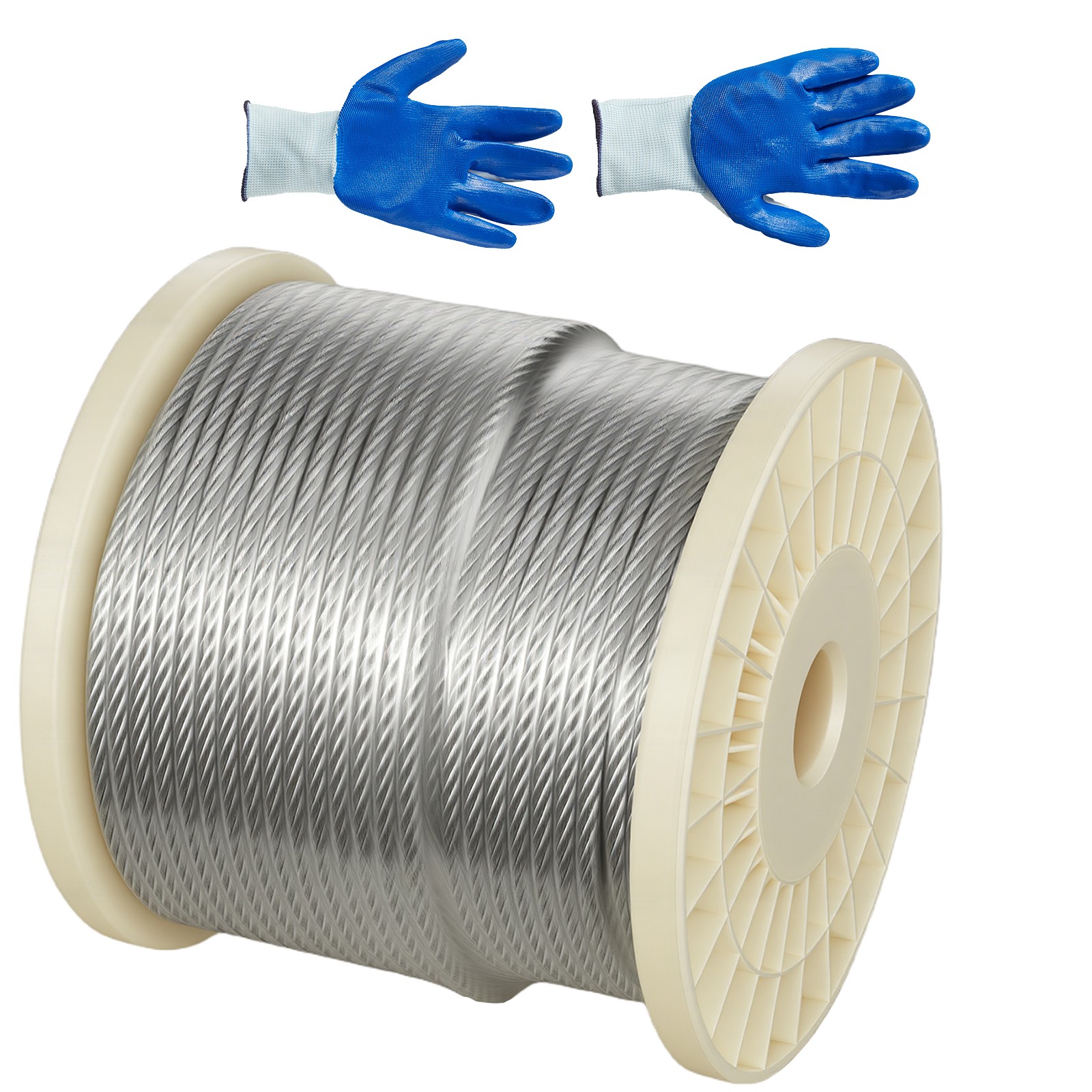 Uimoso Galvanized Carbon Steel Wire Rope 1/4 in 7×19, 250 ft Cable for Railing