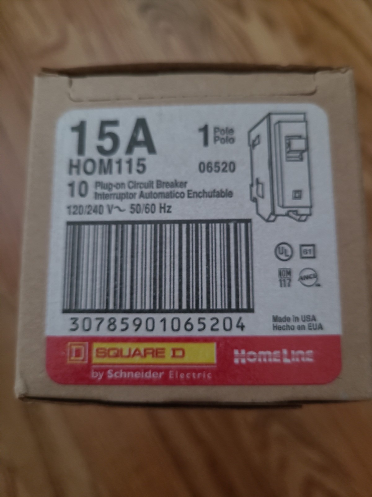 NEW NIB 10 PCS SQUARE D HOMELINE HOM115 15A PLUG IN HOM115 NEW