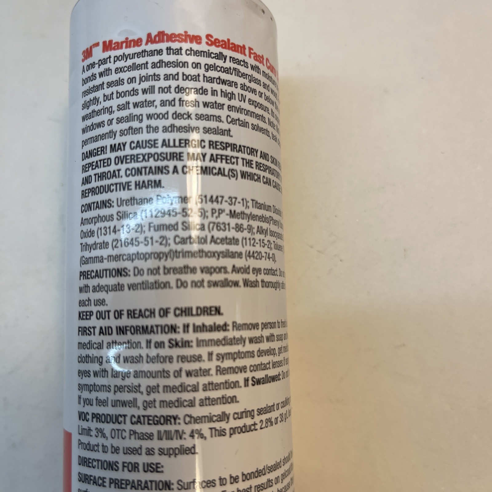 3M Marine Adhesive Sealant Fast Cure 5200 (06520) White “No Tip “ (13d)