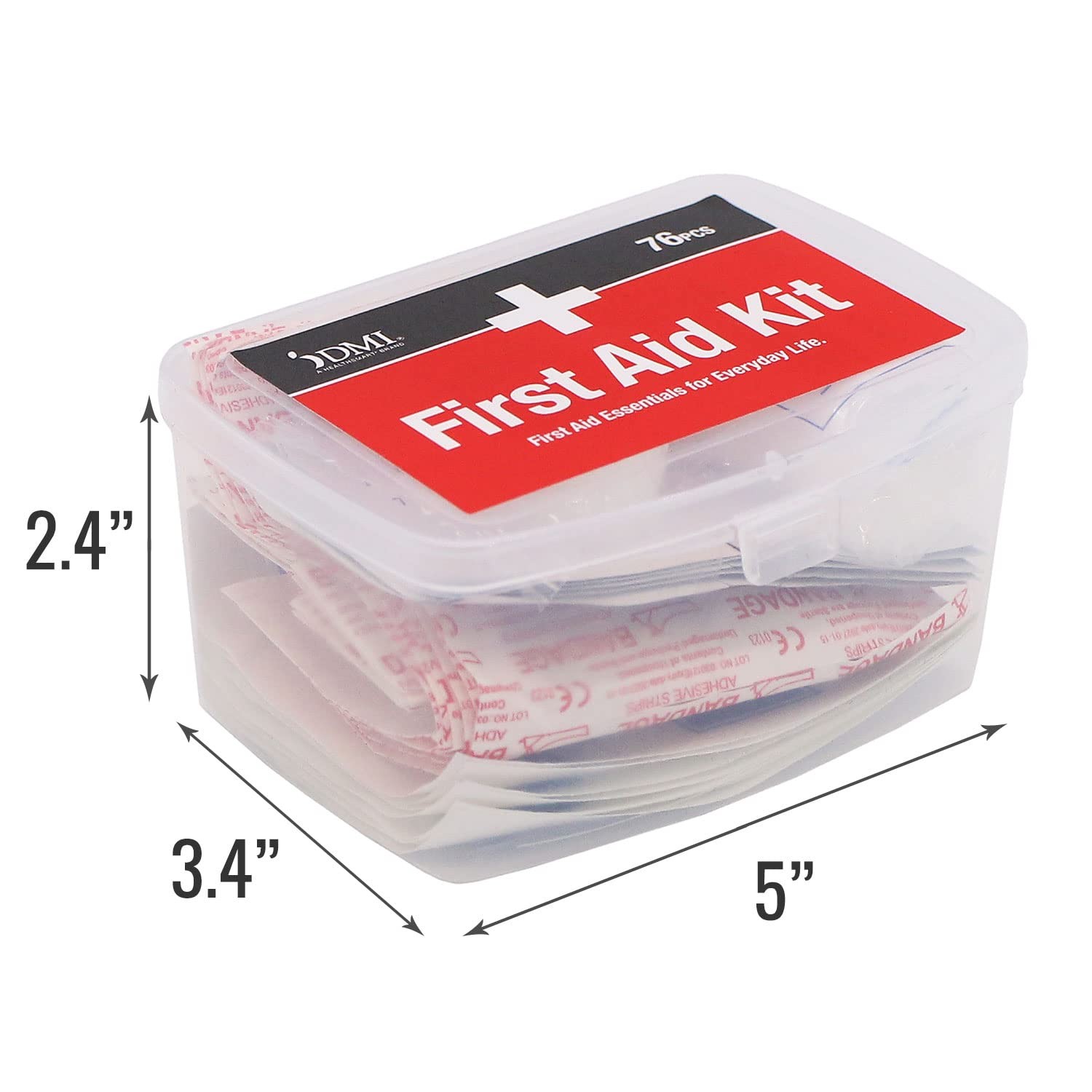 DMI 76-Piece First-Aid Kit, Portable All-Purpose Use for 76 Piece, White