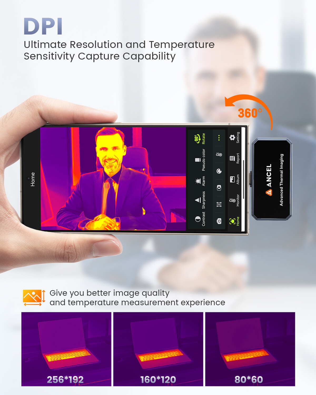 ANCEL Thermal Imaging Camera for IOS 256×192 IR Resolution 25Hz Refresh Rate