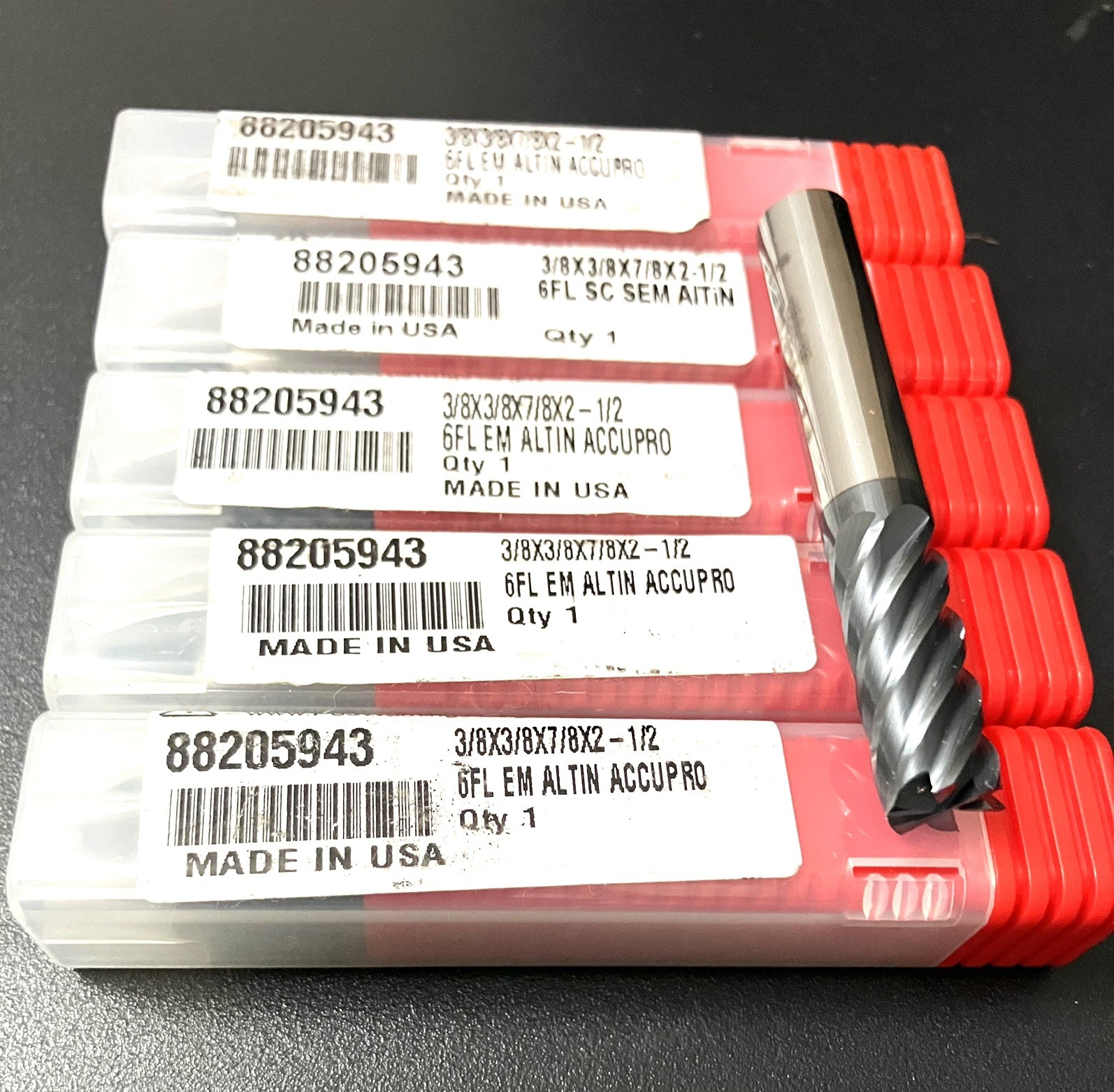 Accupro 3/8″ 6FL Square End Mill Solid Carbide AlTiN 7/8″ LOC 88205943 NEW