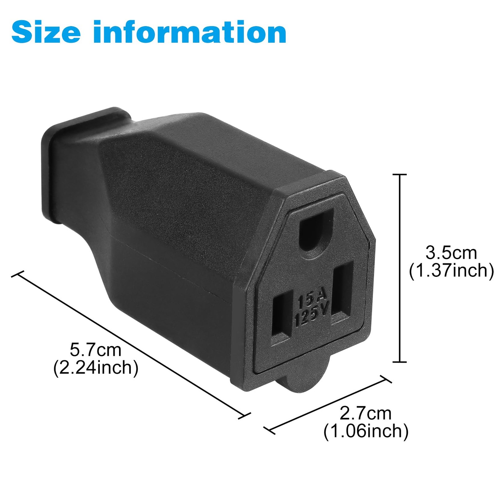 TENINYU 2-Pole, 3 Wire Grounding Plug Female Extension Cord Straight Blade Plug