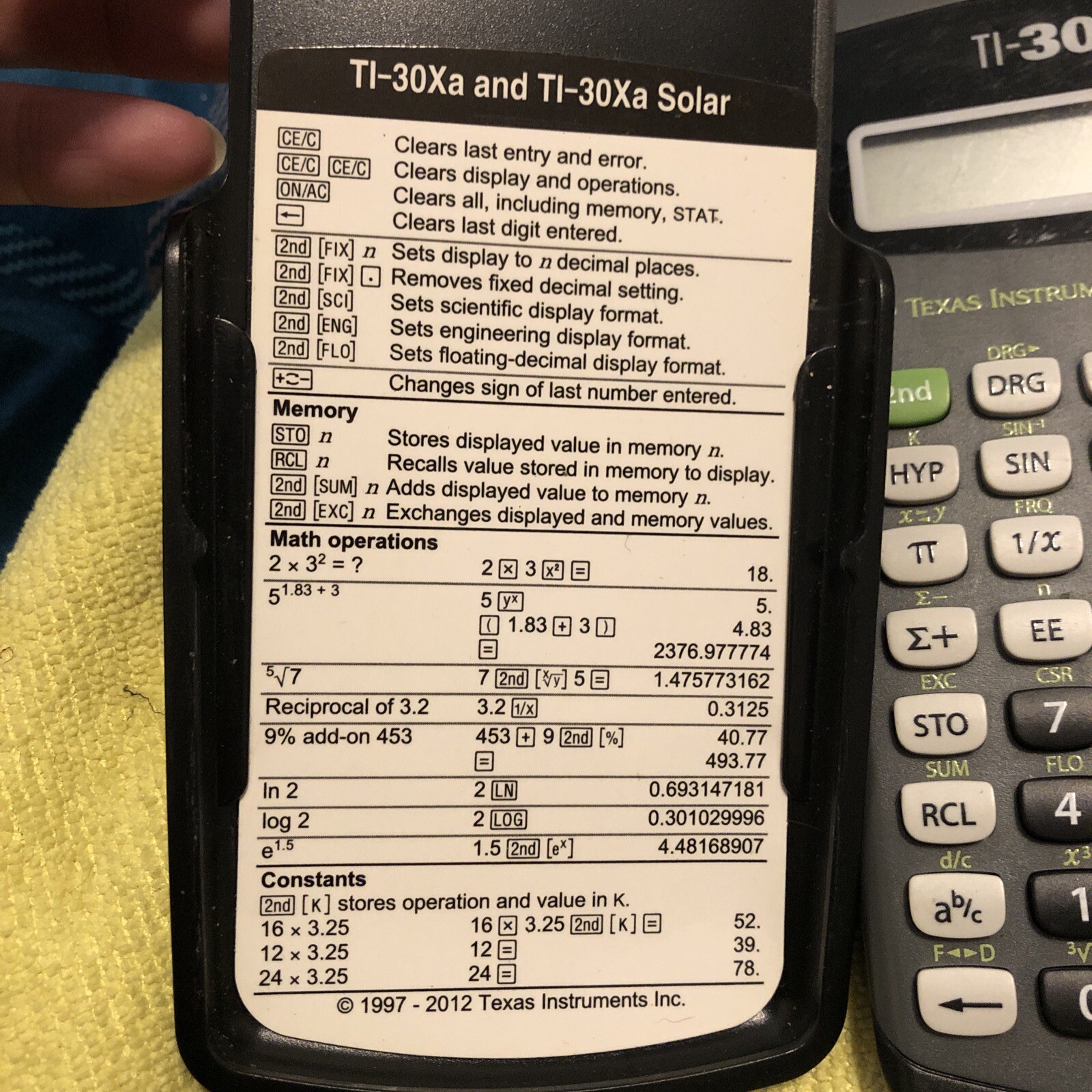 Texas Instruments 30XA Scientific Calculator