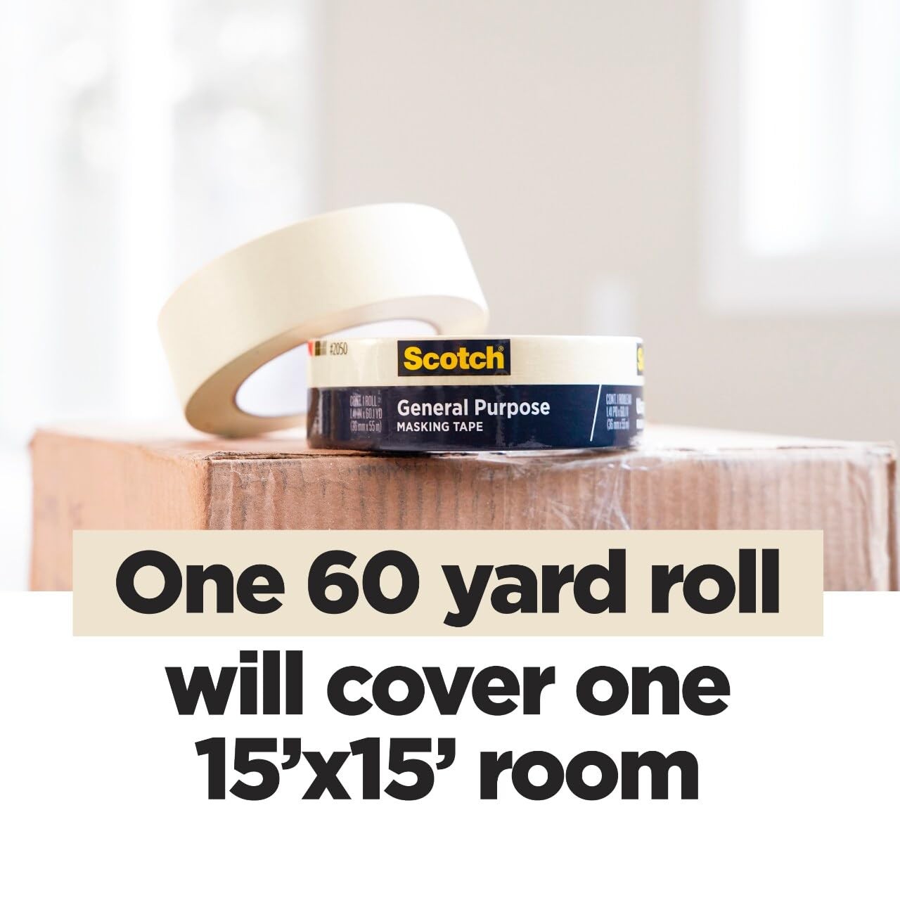 Scotch General Purpose Masking Tape, 1.88 in x 60.1 yd, 1.88″ Width, Tan