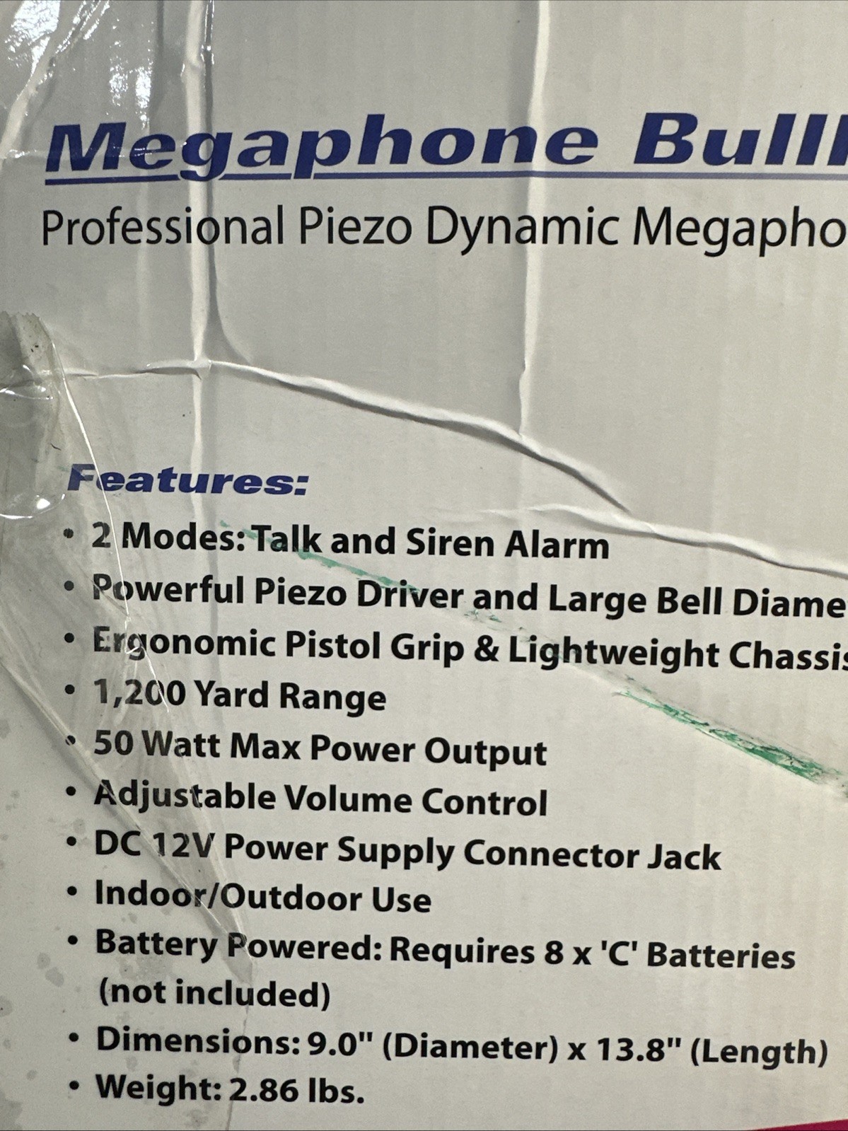 NIB- Portable Megaphone Speaker PA Bullhorn Built-in Siren Adjustable Volume