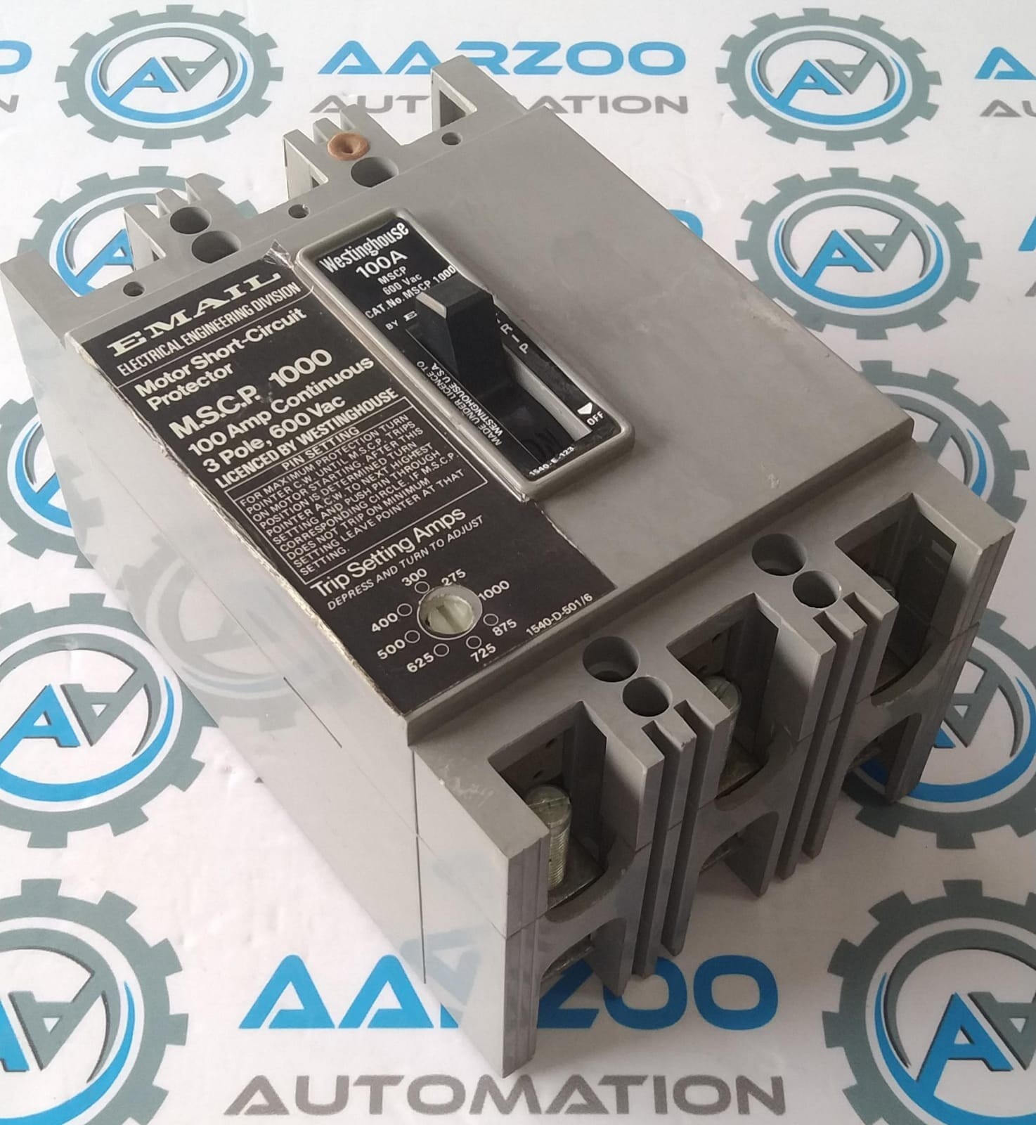 WESTINGHOUSE MSCP1000 Motor Short Circuit Protector 100A 600V 3P
