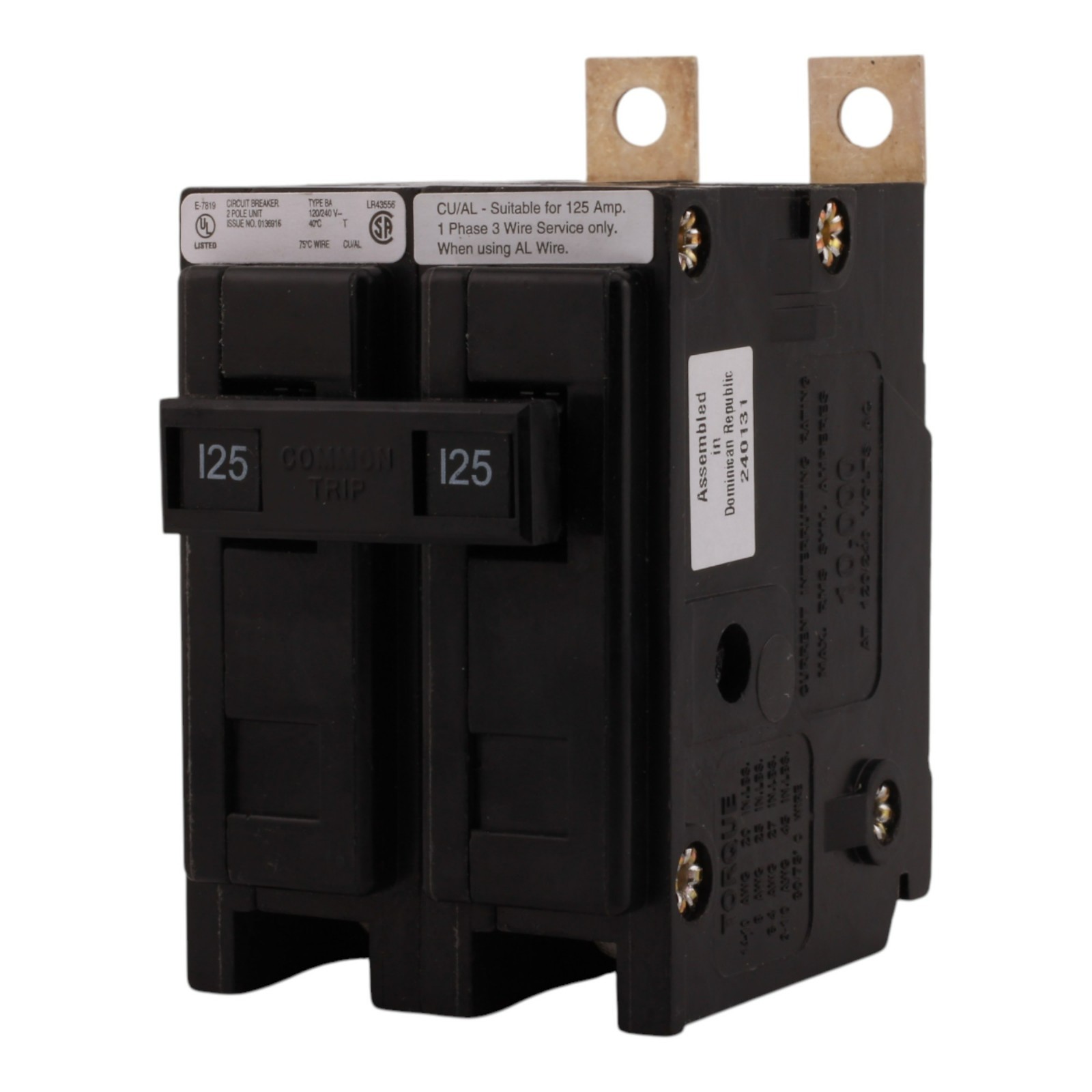 NEW Eaton Cutler Hammer BAB2125, 125 Amp, 2 Pole, Bolt On Circuit Breaker