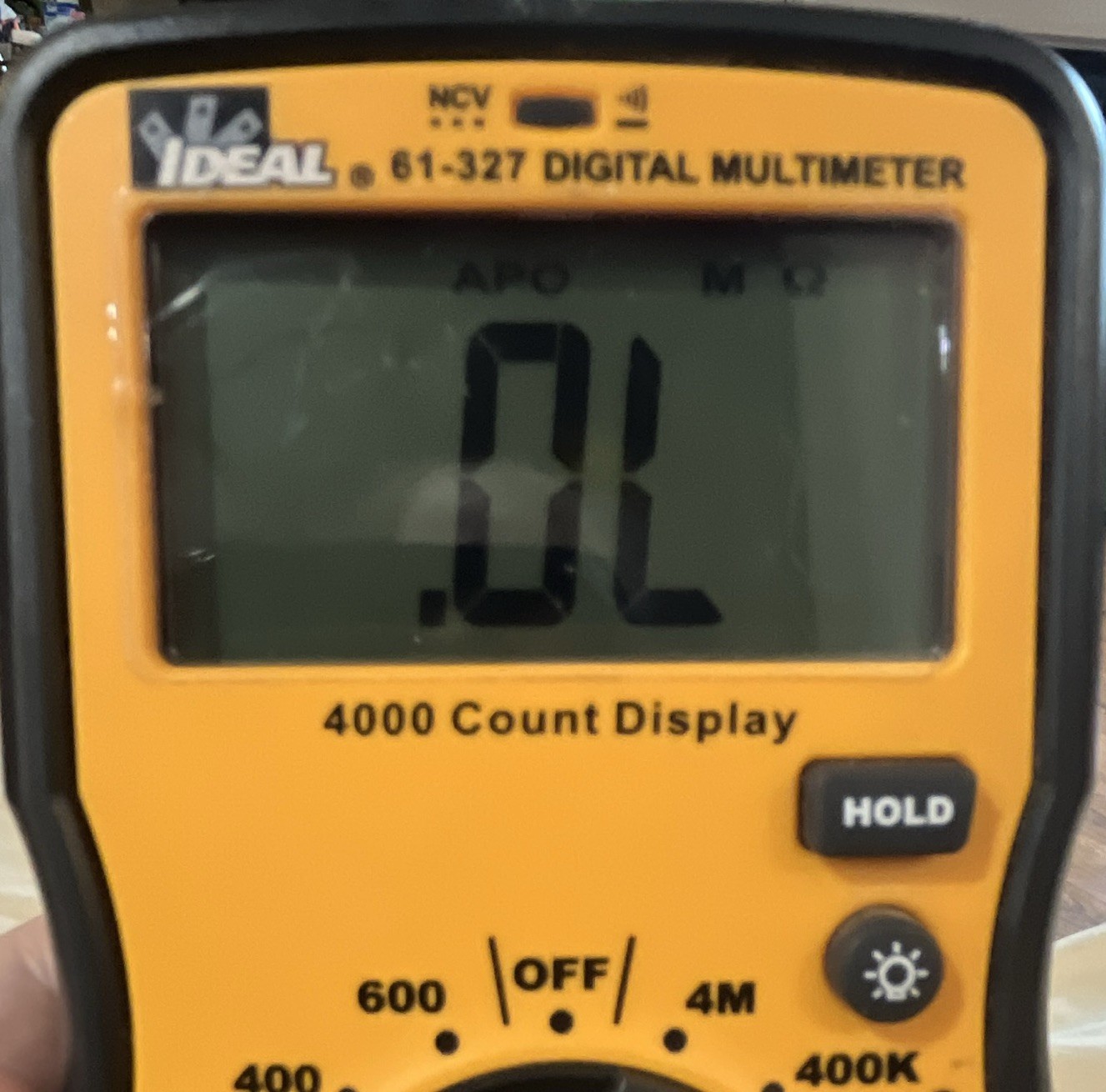 Ideal 61-327 4000-Count Digital Multimeter CAT III 600V Backlight Data Hold