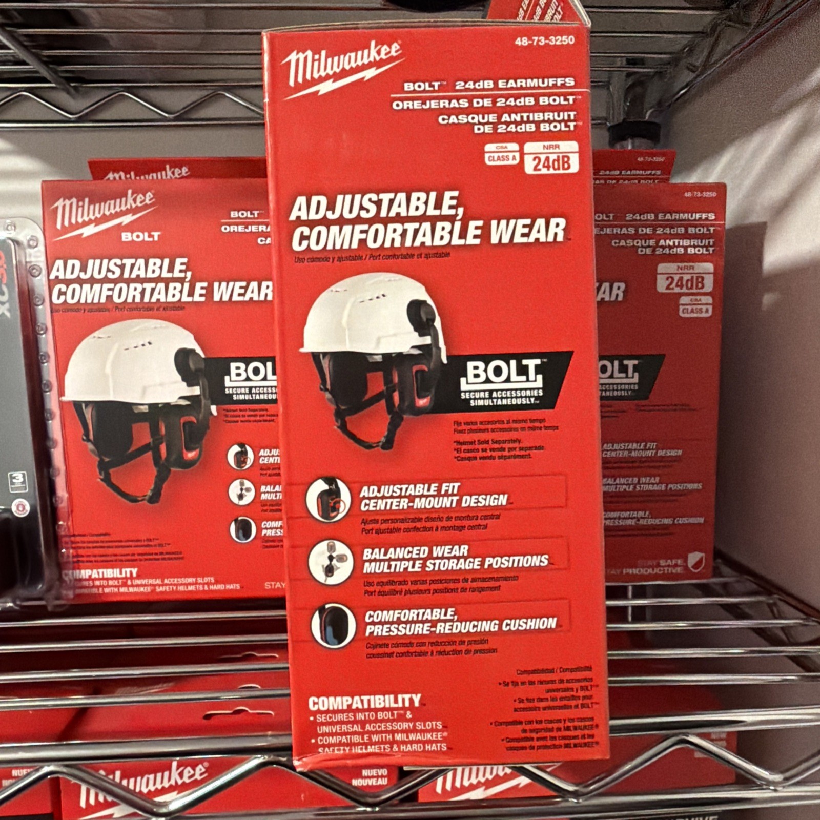 Milwaukee 48-73-3250 BOLT 24dB Earmuffs NRR Hearing Protection Hard Hat New
