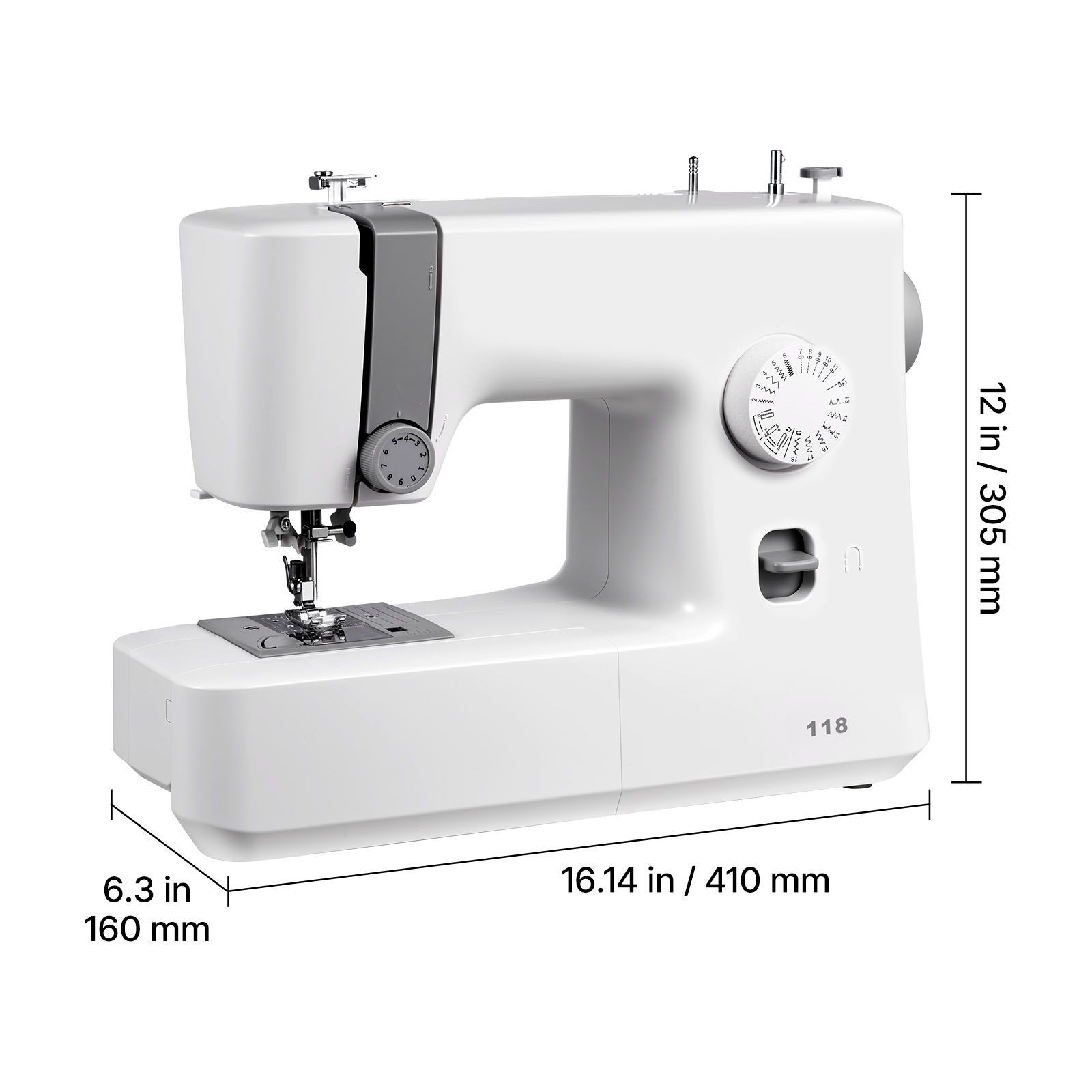 18 Stitch Sewing Machine with LED Light, Foot Pedal, Portable for Beginners