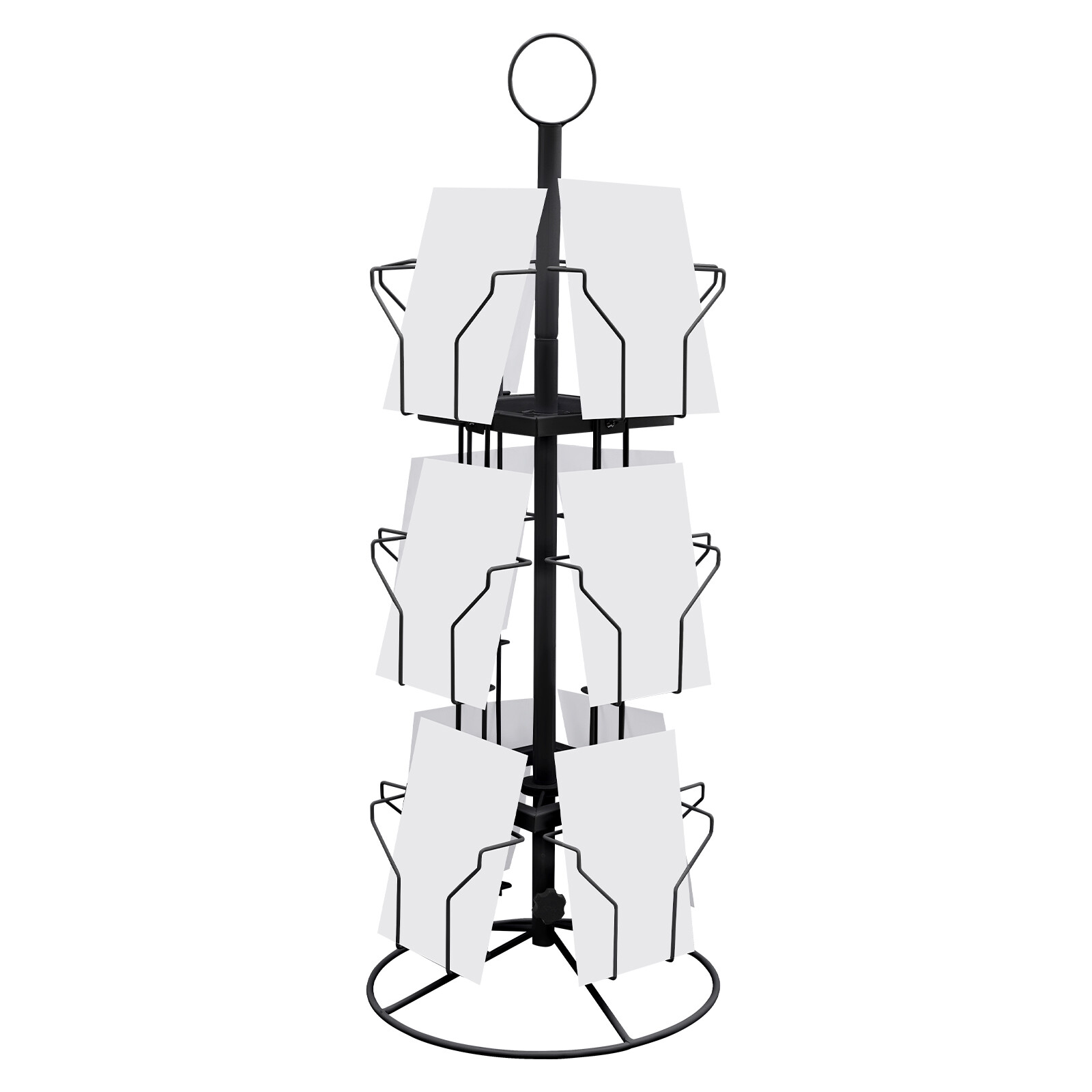 3 Tier Greeting Card Rack Spins 12 Pocket Black Retail Display Rotating Holder