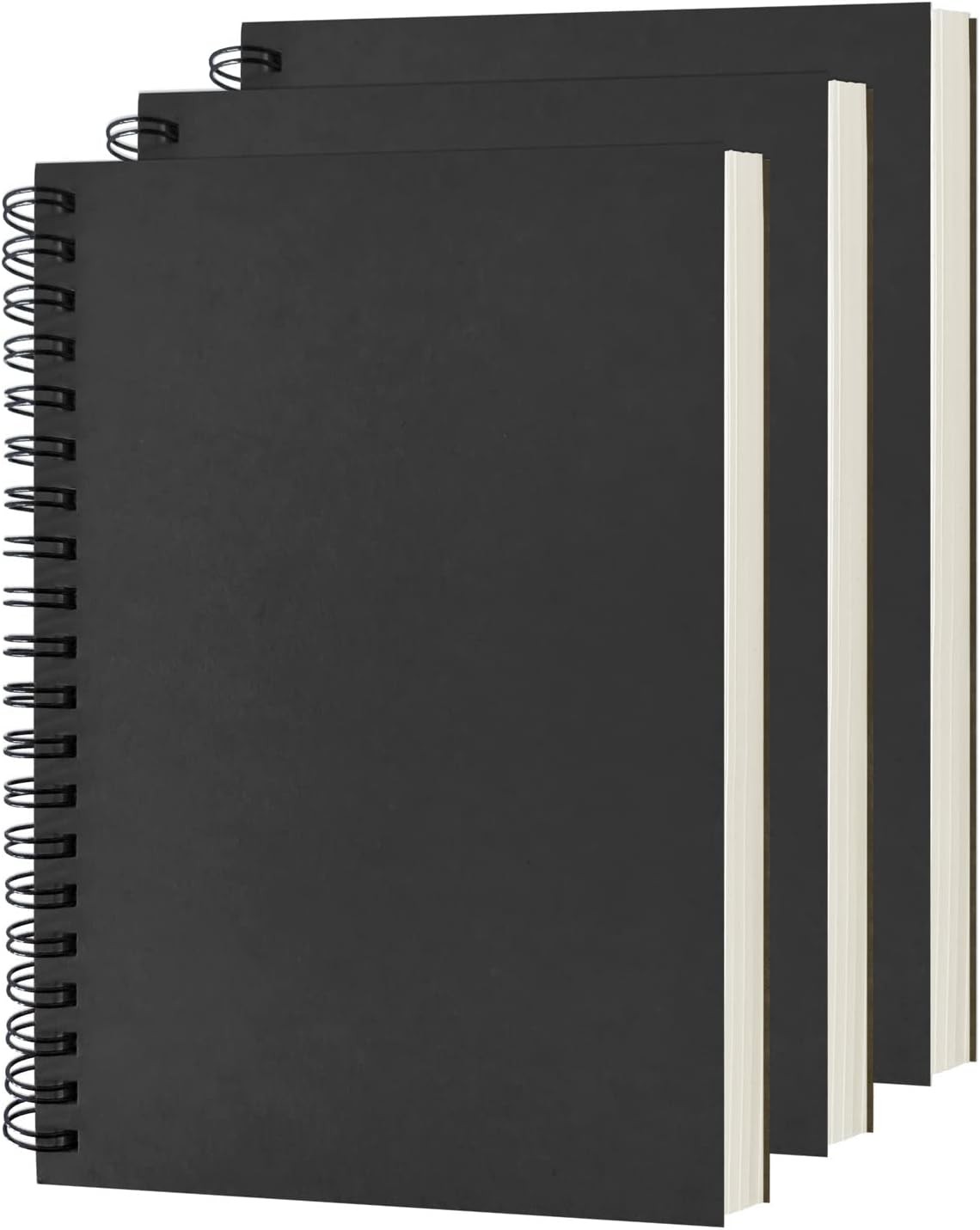 DSTELIN Blank Spiral Notebook 3-Pack Soft Cover Sketchbook 7.5 x 5.1 Black
