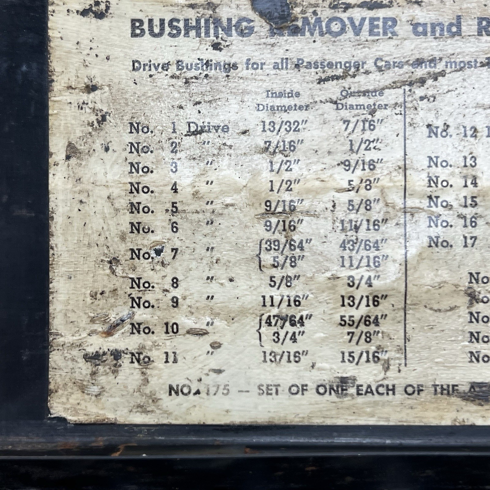 Vintage Unbrand No 175 Bushing Remover & Replacement Kit w/Metal Case INCOMPLETE