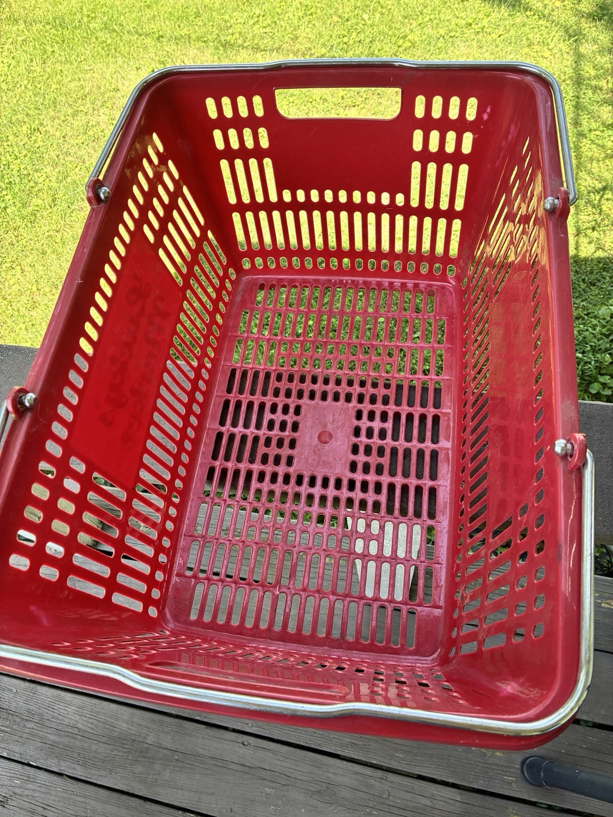 VTG Shopping Baskets LUCKYS MARKET Red Grocery Carry Basket