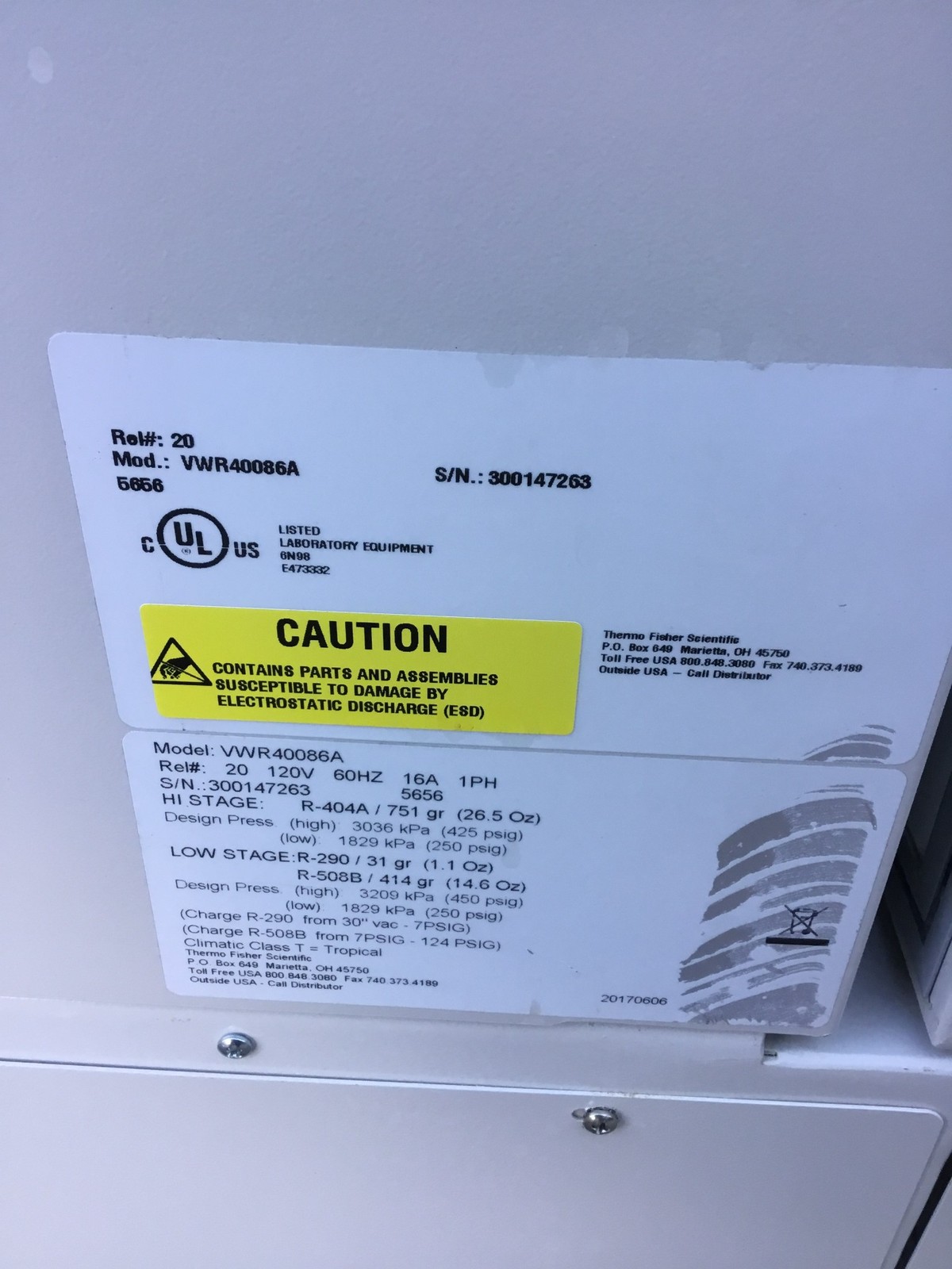 Thermo Fisher Scientific VWR40086A 23 Cubic Ft Ultra-Low Freezer TESTED WORKING