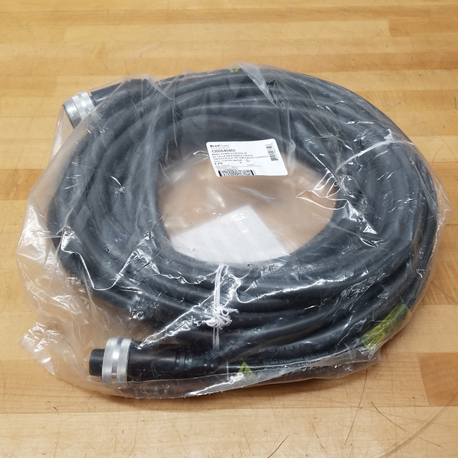 BradPower CC4030K17M150G Cable, 4 pole, Male/Fem STR/STR, 10 AWG – NEW