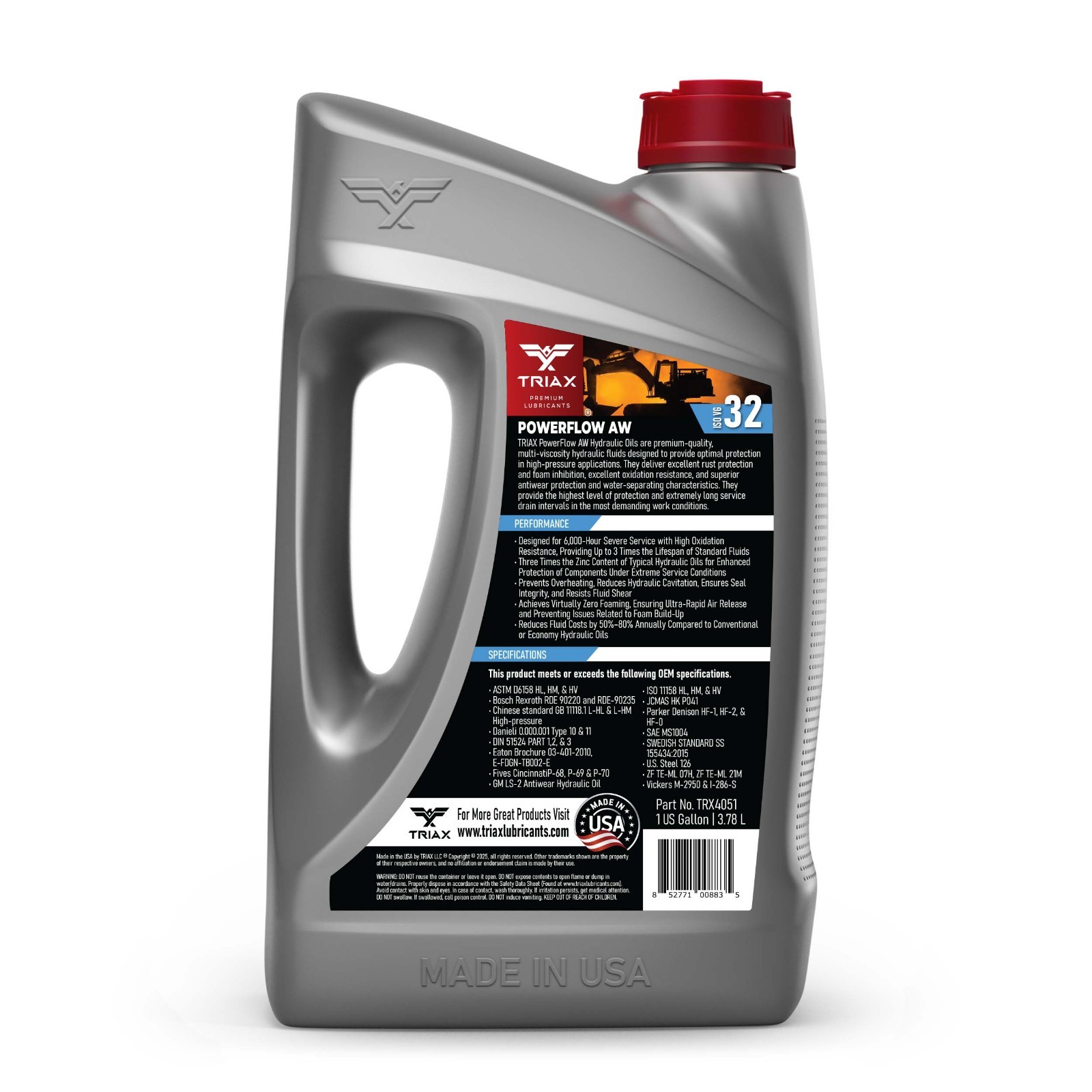 TRIAX Powerflow MV 32 – Multi-Viscosity Hydraulic Oil (1 Gallon)