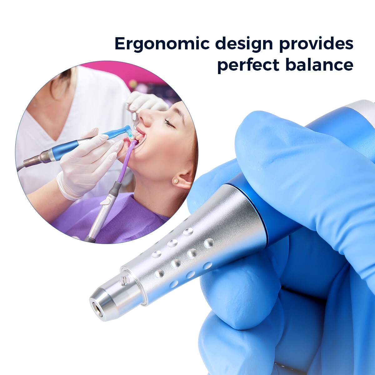 Dental Hygiene Prophy Handpiece Air Motor 4 Holes & 4:1 Nose cone