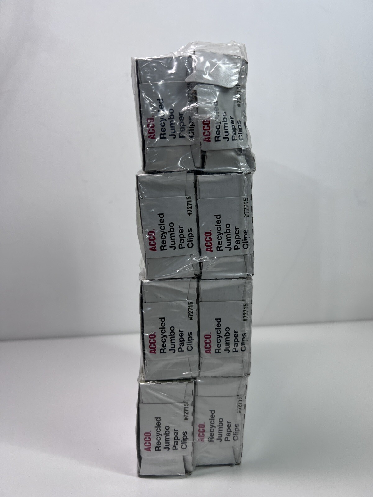 Lot of 800 Acco Recycled Jumbo Paper Clips Smooth Silver Finish 72715 100/Box