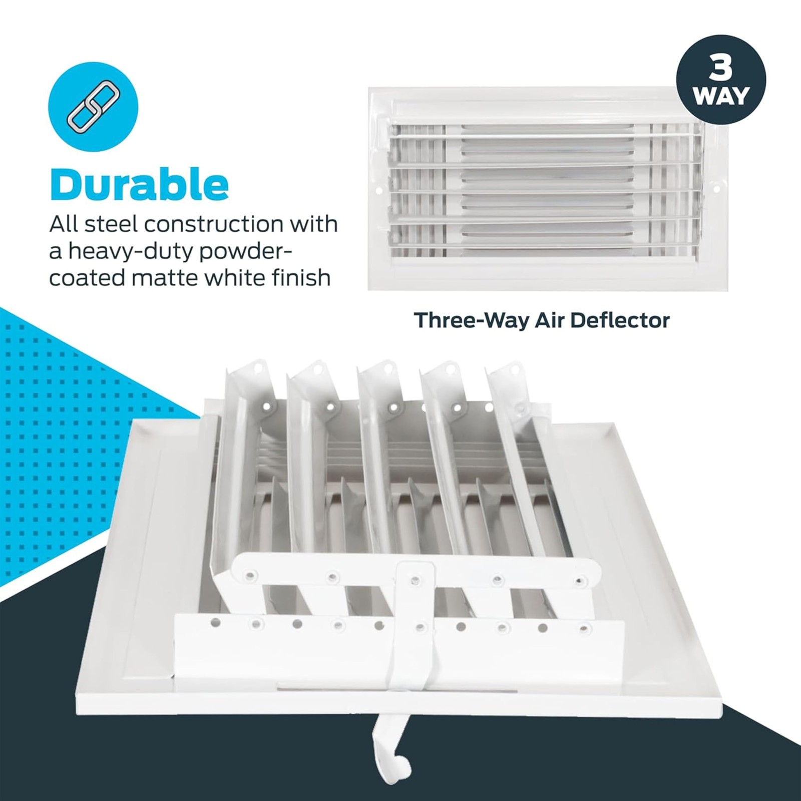 EZ-FLO 12 x 6 Inch (Duct Opening) Air Vent Cover for 12 in. x 6 in., White