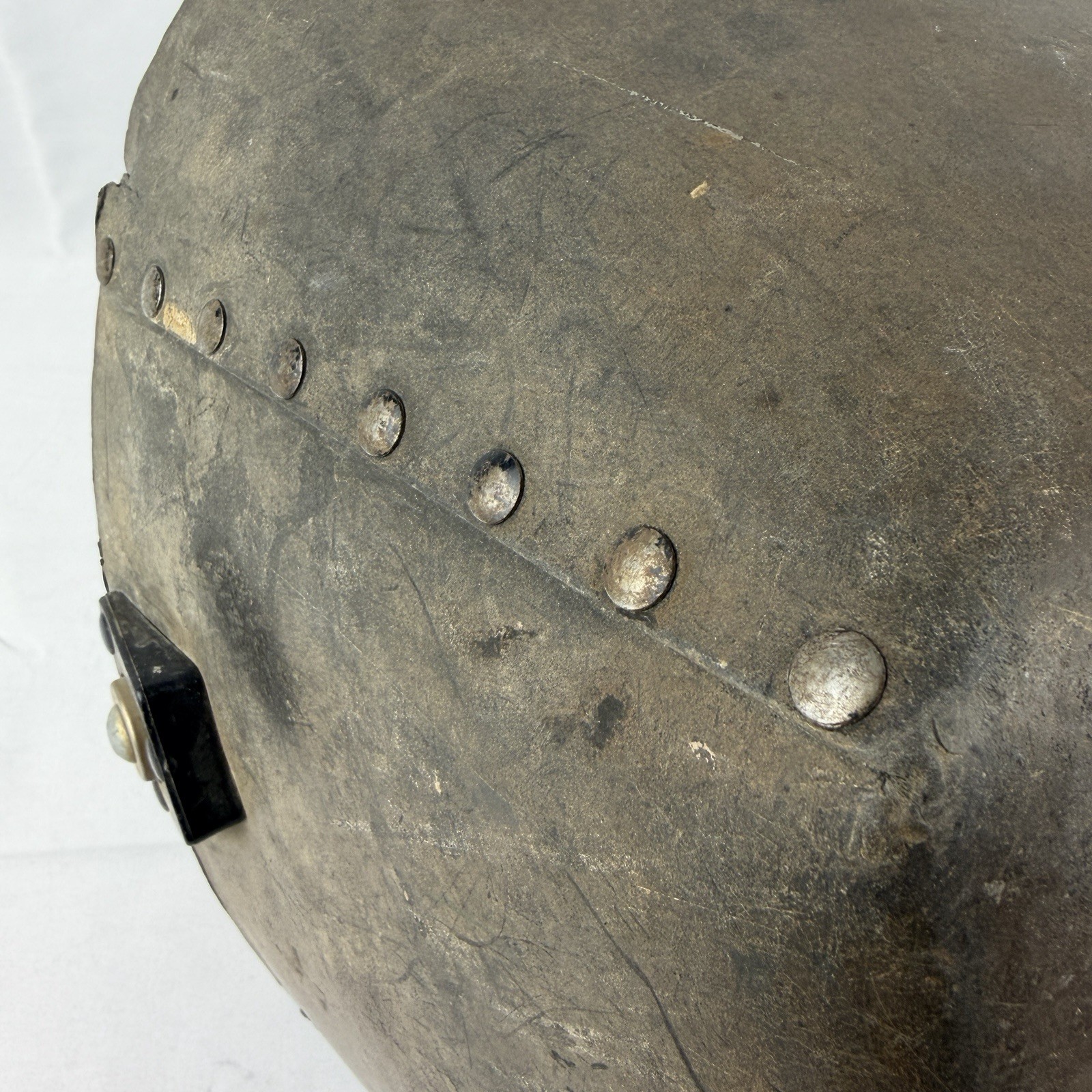 Antique Welding Mask Helmet Shade Molded Riveted Fiberboard Original Glass