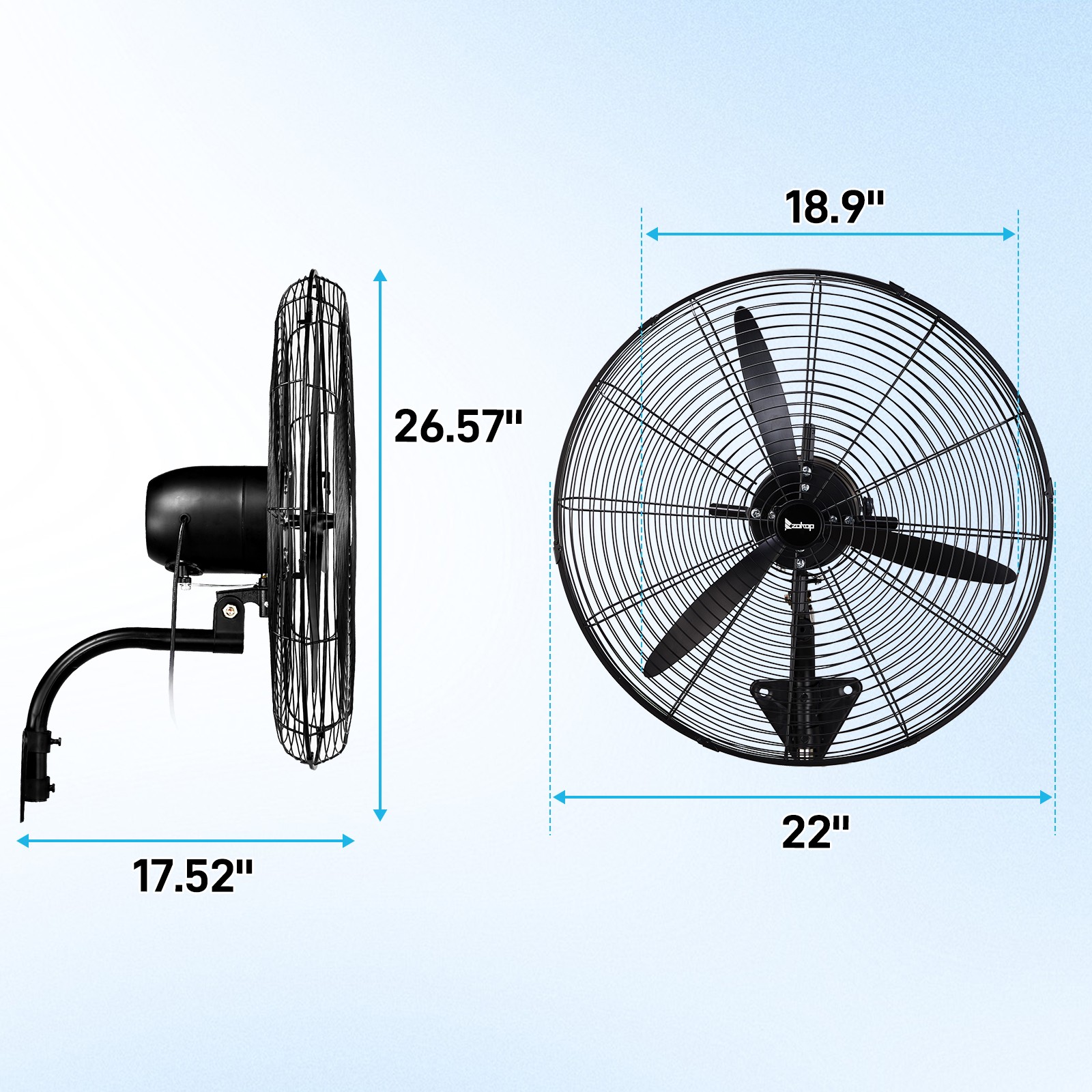 20» High Velocity Oscillating Wall Mount Fan For Commercial, Industrial 4 Speed