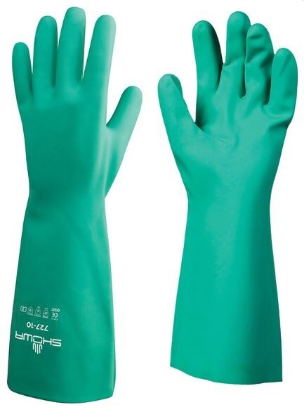 SHOWA® Nitril Green 727 Chemical Resistant Gloves – 12 pair per package