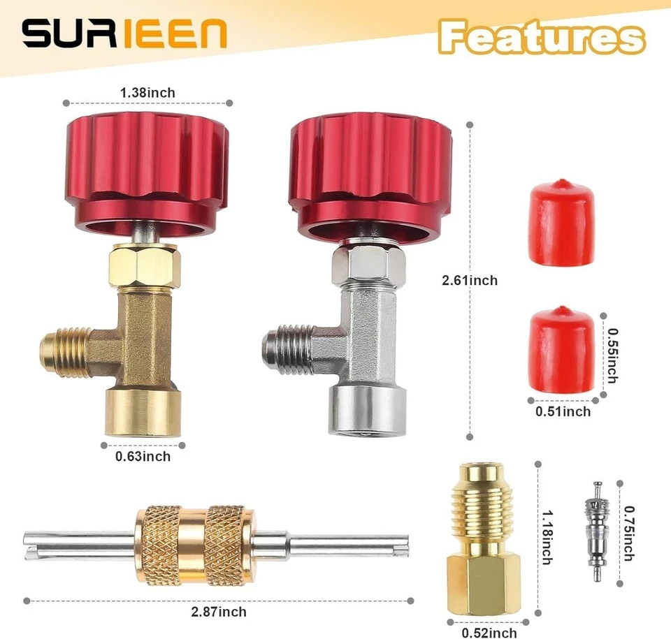 R134a Can Tap Valve Â Self-sealing & Puncture Style W/ Tank Adapter for A/c