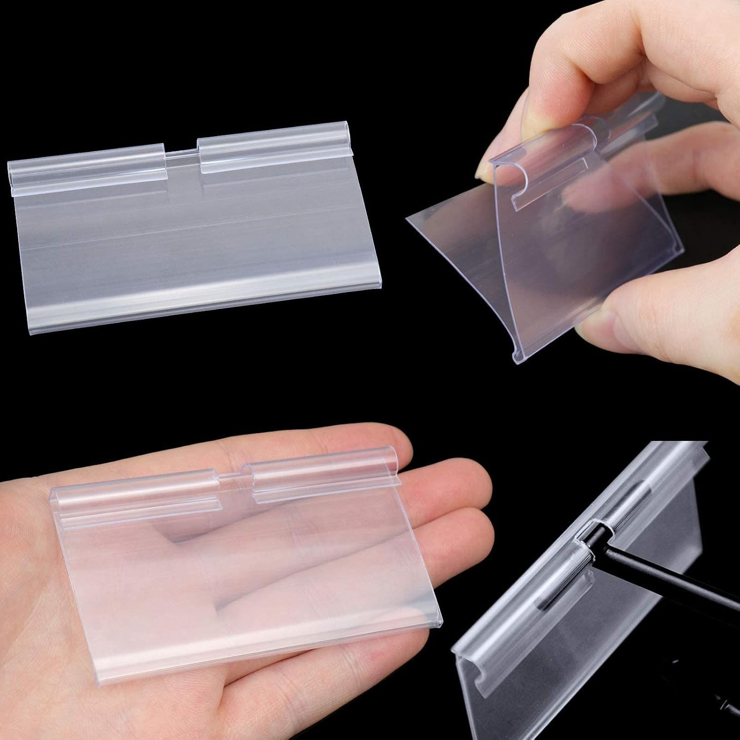 Versatile 50 Pcs Shelf Tag Holders – Durable PVC with Double Snap Lock Design