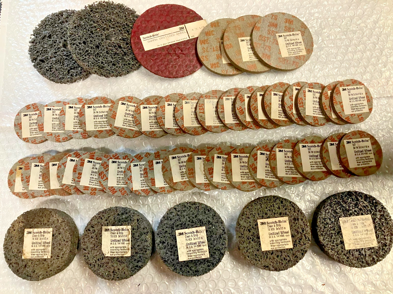 Large Lot of Scotchbrite unitized wheels- 45+