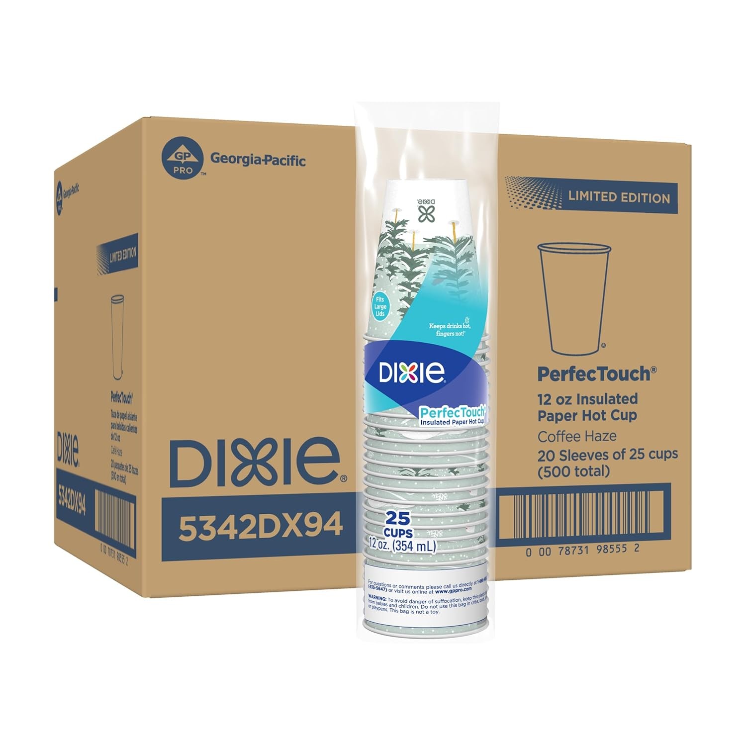 Dixie PerfecTouch 12oz Insulated Paper Holiday Christmas Cups Limited Edition