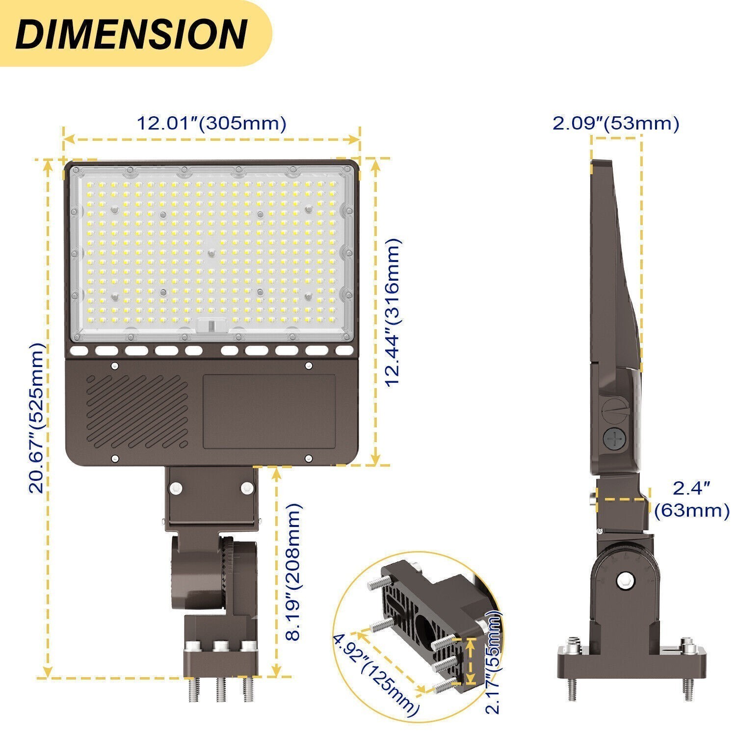 150W LED Parking Lot Light Outdoor Commercial Shoebox Street Fixture 22,500LM UL