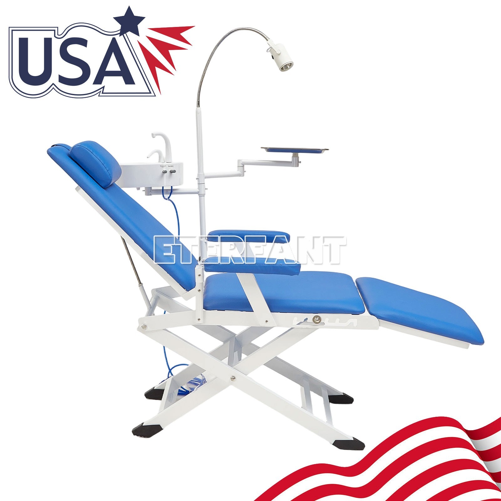 USA Dental Suction Unit Negative Pressure Pump/Portable Folding Chair+ LED Light