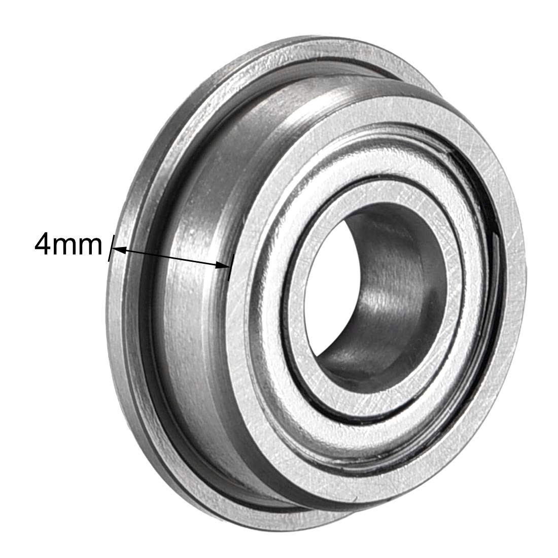 Uxcell F695ZZ Flanged Ball Bearing 5X13X4Mm Double Metal Shielded (Gcr15) Chrom