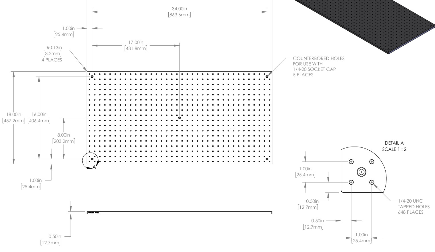Thorlabs MB1836 Aluminum Breadboard 18″ x 36″ 18×36 optical laser table