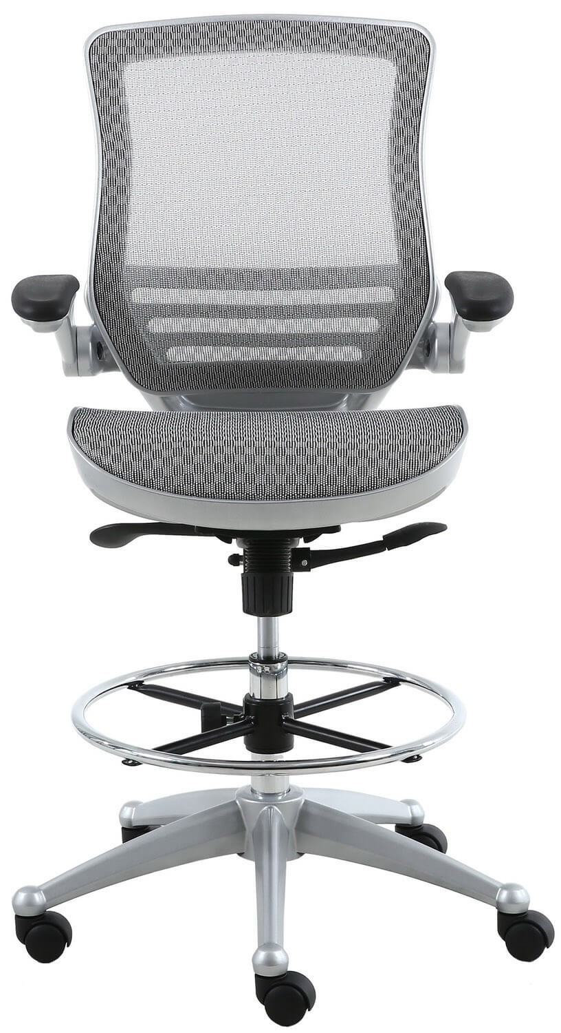 Harwick Evolve All Mesh Heavy Duty Drafting Chair – Platinum Finish [2250D-GY]
