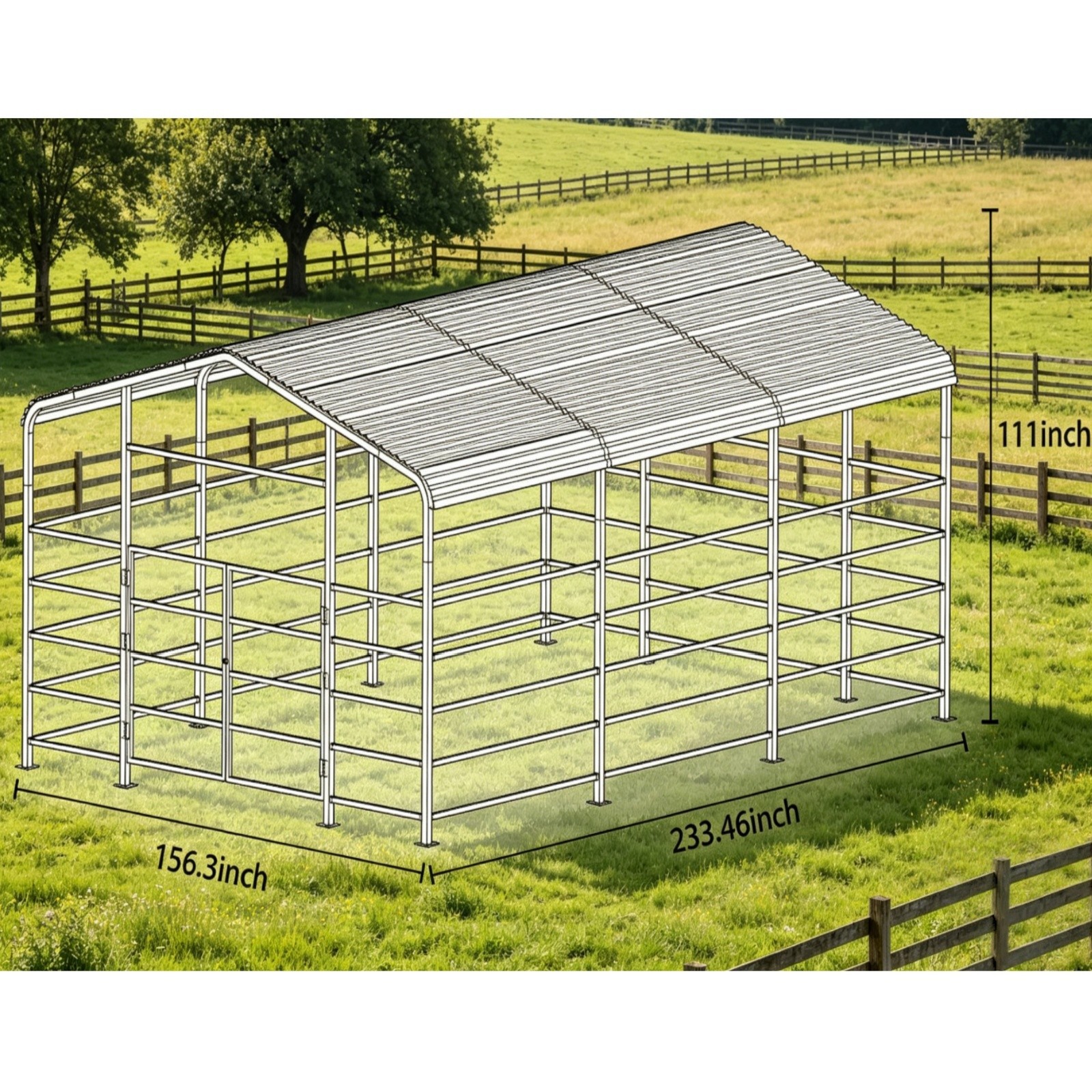 13×20 ft Heavy Duty Galvanized Steel Livestock Shelter Farm Animal Corral Shed