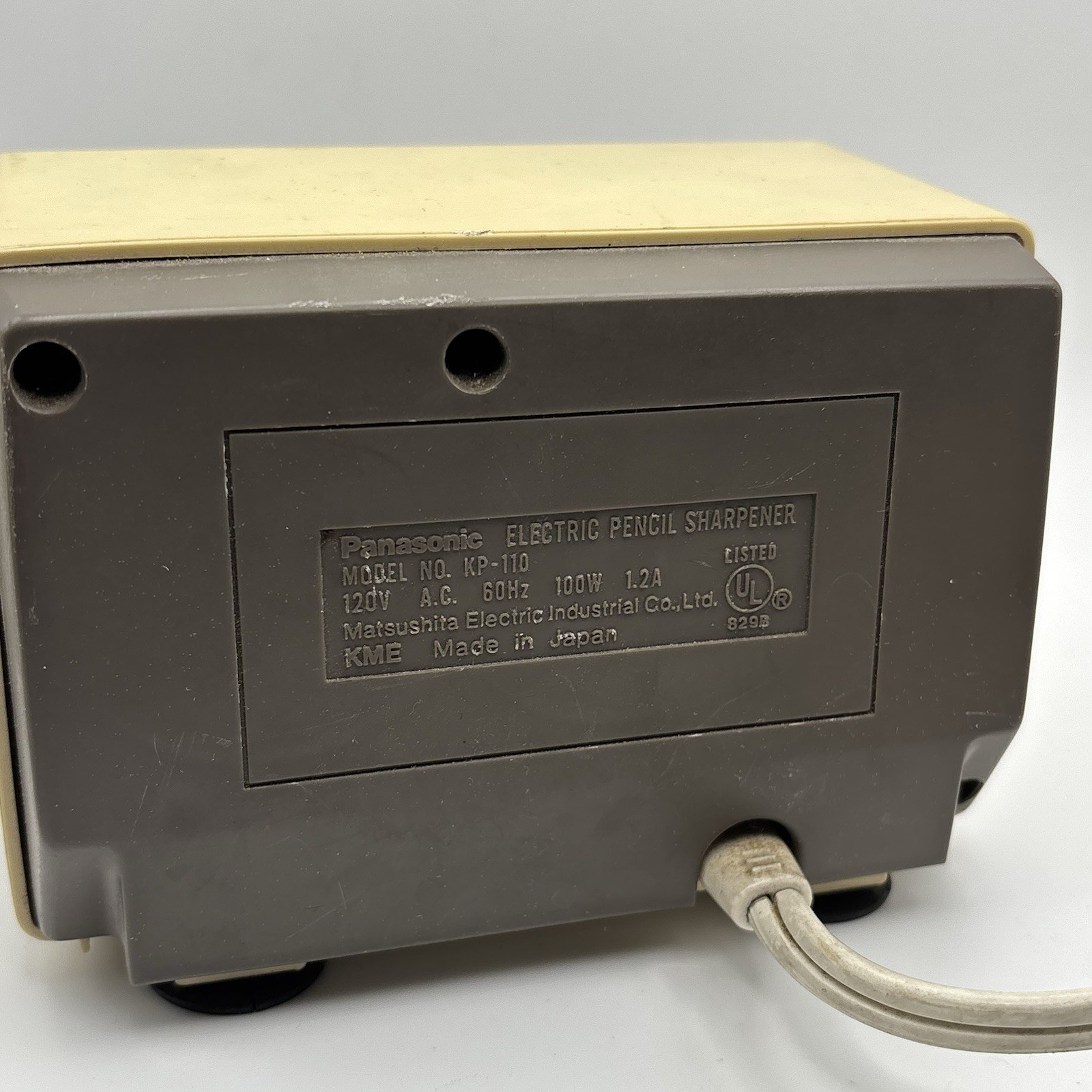 Vintage Panasonic Auto Stop Electric Pencil Sharpener Beige Model KP-110 – Works