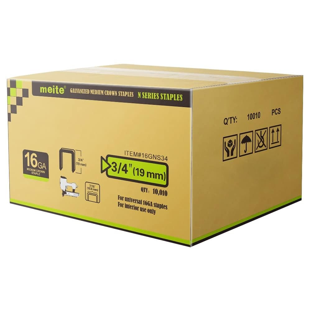 meite 16 Gauge 7/16-Inch Crown Staples Galvanized Heavy-Duty N-Style Staples