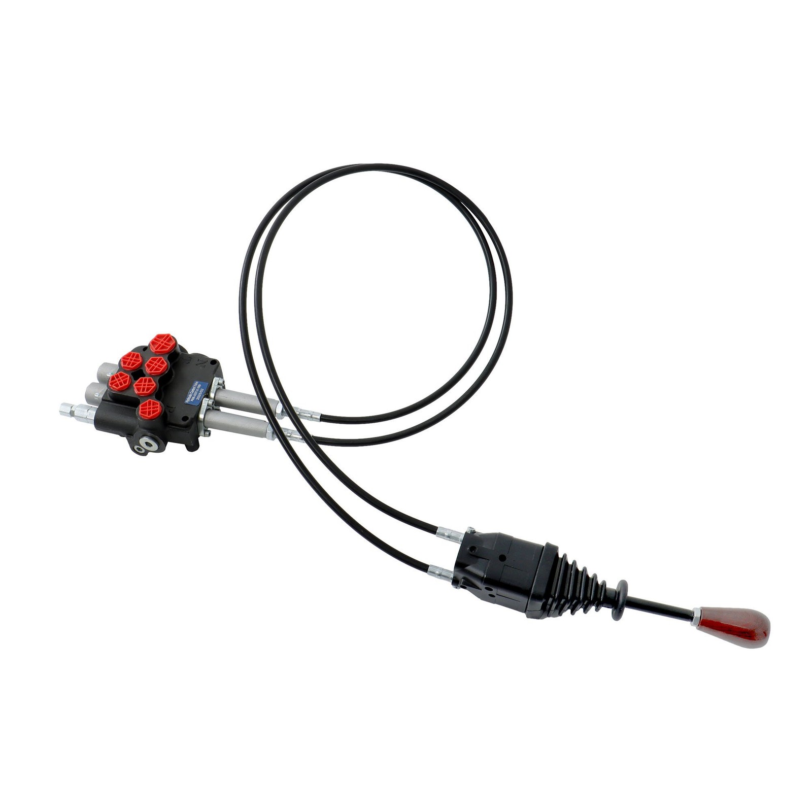 2 Spool Remote Control Valve 80 LPM Hydraulic Kit w/Joystick 4.9 ft Cables
