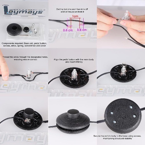 Foot Pedal Switch Lamp Switch 3Pcs Black Cordless Wireless Inline Color: Black