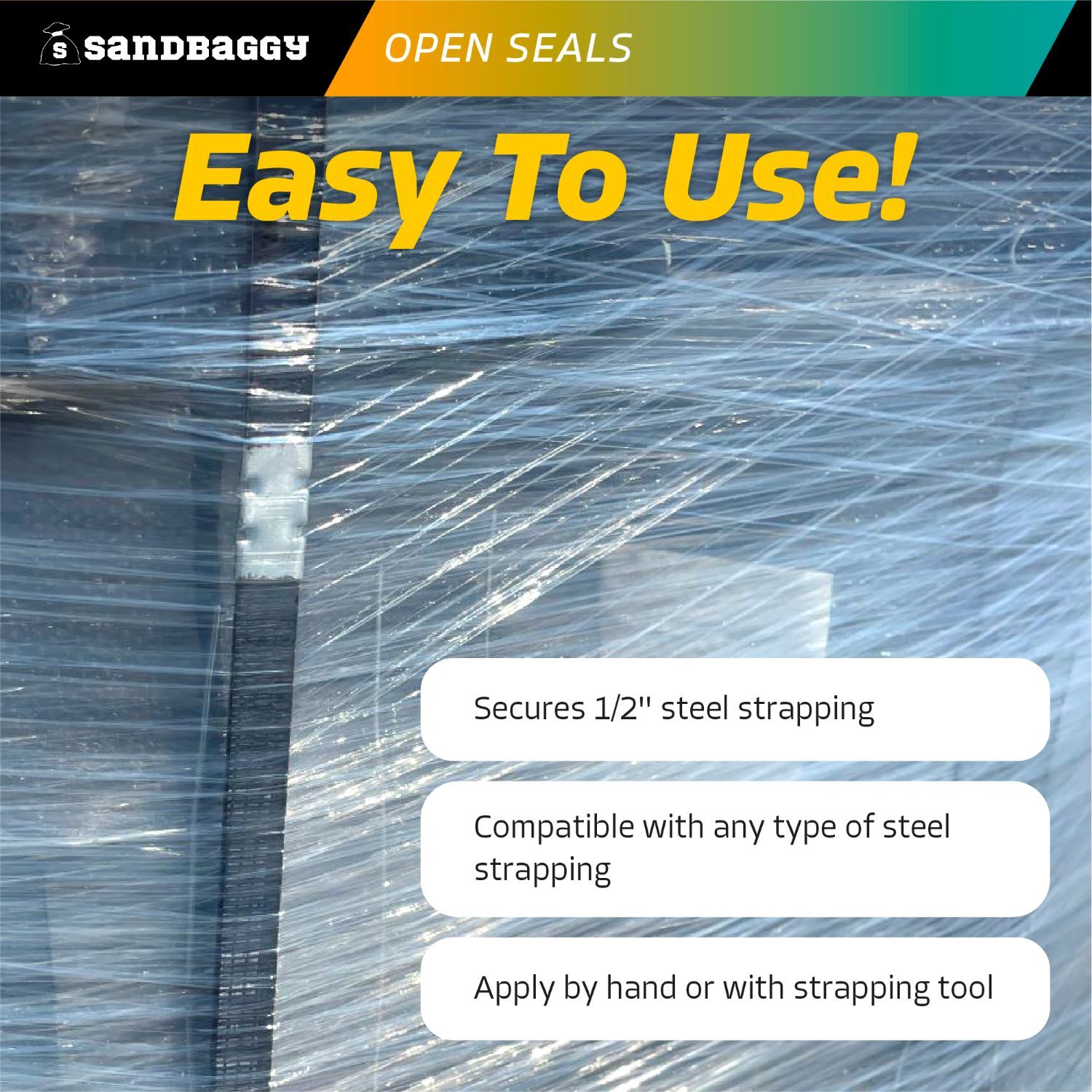 Sandbaggy 1/2″ x 1¼” Open Steel Strapping Seals – Galvanized (Rust Resistant)