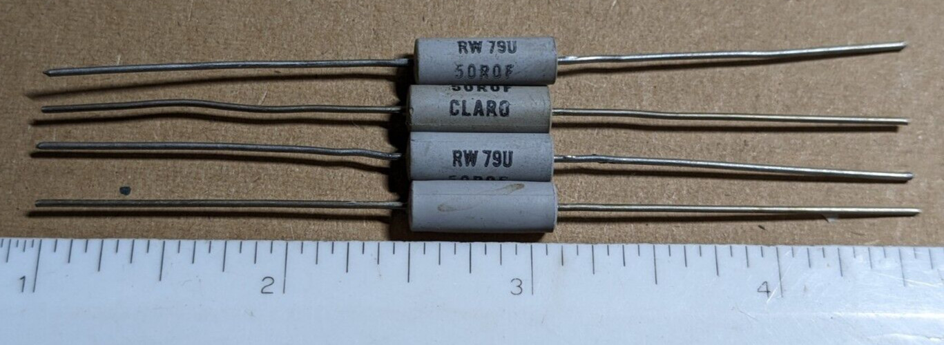 Lot of 4 NOS Clarostat RW79U50R0F 50 Ohm 3W Wire-Wound Resistors